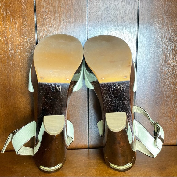 Michael Kors Leather Platform Wood Block Heel with Gold Logo Size 8M - Picture 8 of 10